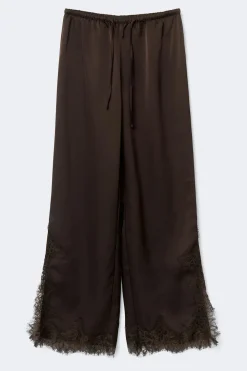 Clearance Gina Tricot Satin lace trousers Bruin