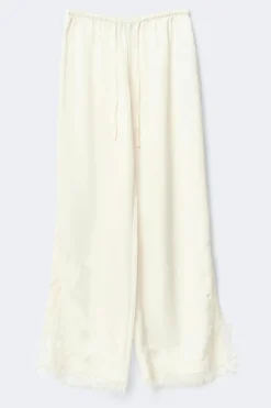 Sale Gina Tricot Satin lace trousers Wit
