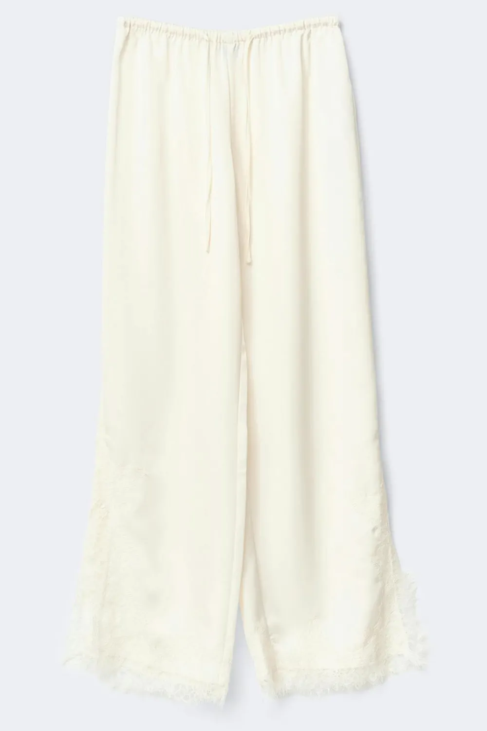 Sale Gina Tricot Satin lace trousers Wit