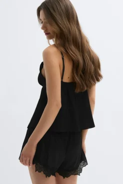 New Gina Tricot Satin loungewear singlet Zwart