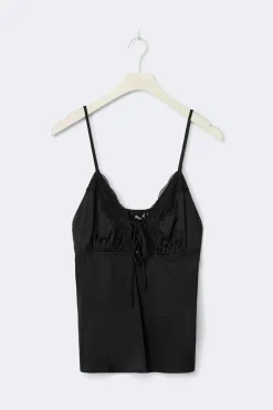 New Gina Tricot Satin loungewear singlet Zwart