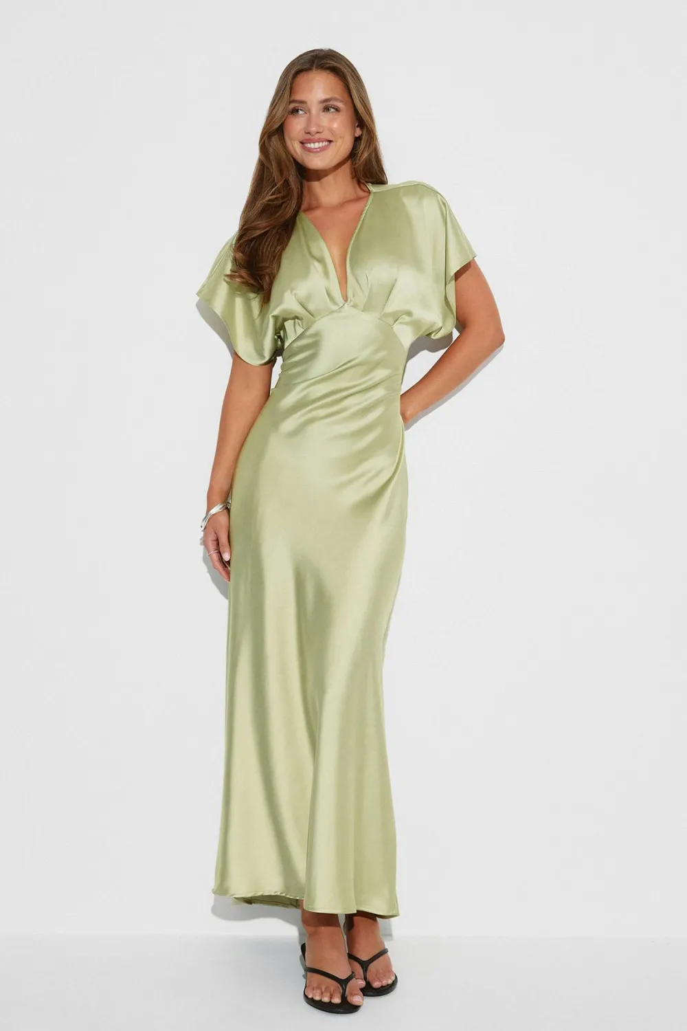 Outlet Gina Tricot Satin maxi dress Groen