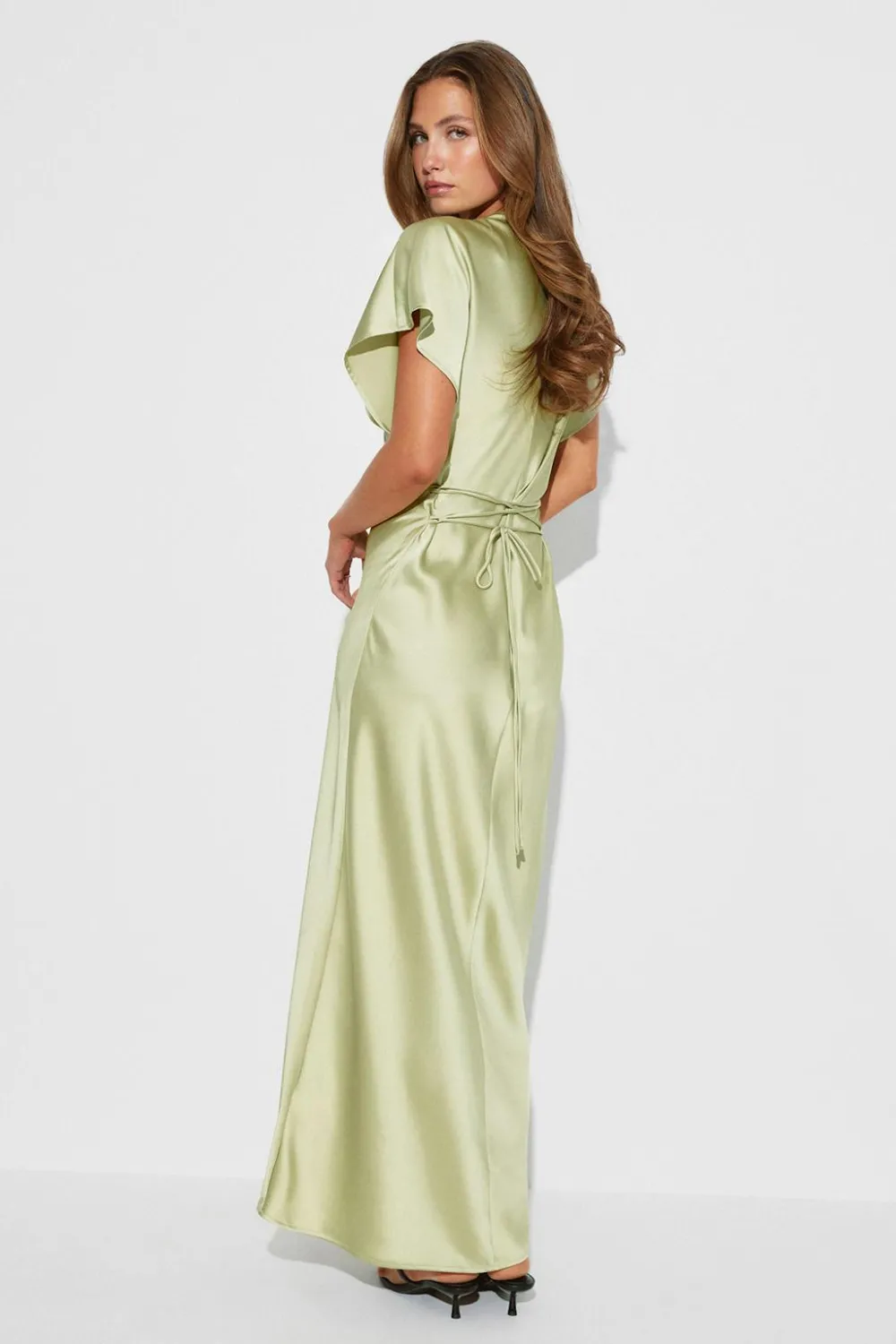 Outlet Gina Tricot Satin maxi dress Groen