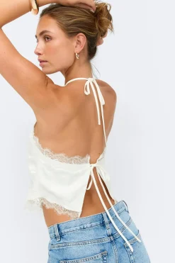 New Gina Tricot Satin singlet Wit