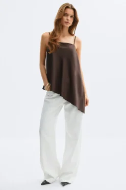 Online Gina Tricot Satin singlet Bruin
