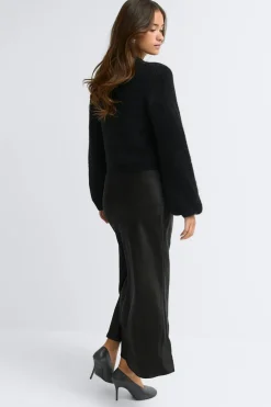 Gina Tricot Satin skirt Zwart