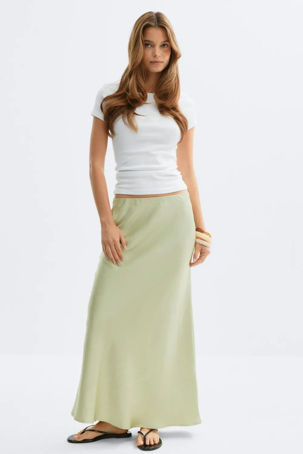 Gina Tricot Satin skirt Groen