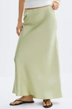 Gina Tricot Satin skirt Groen