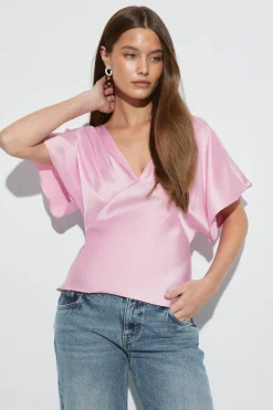 Online Gina Tricot Satin top Roze