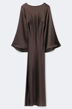 Clearance Gina Tricot Satin wide sleeve maxi dress Bruin