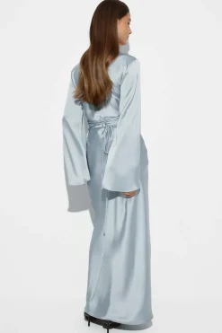 Clearance Gina Tricot Satin wide sleeve maxi dress Blauw
