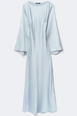Clearance Gina Tricot Satin wide sleeve maxi dress Blauw
