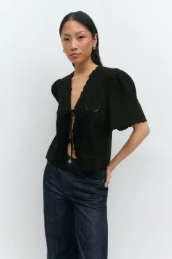 Best Gina Tricot Scallop edge blouse Zwart