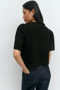 Best Gina Tricot Scallop edge blouse Zwart