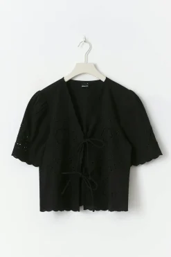 Best Gina Tricot Scallop edge blouse Zwart