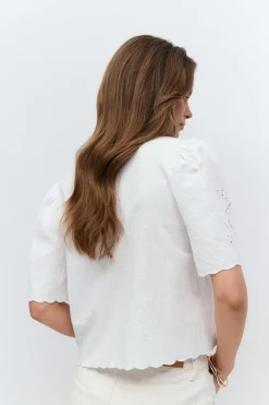 Discount Gina Tricot Scallop edge blouse Wit