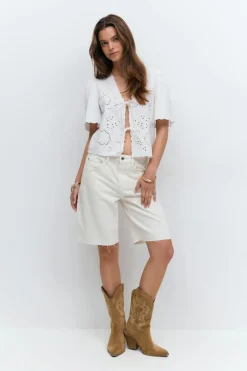 Discount Gina Tricot Scallop edge blouse Wit