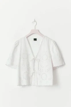 Discount Gina Tricot Scallop edge blouse Wit