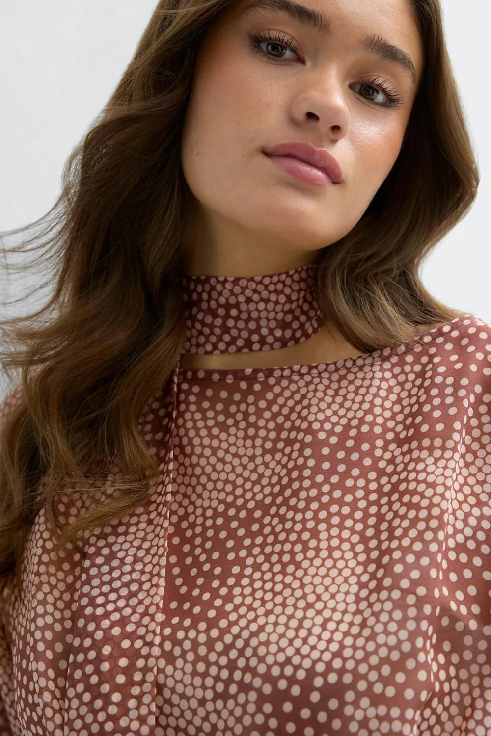 Hot Gina Tricot Scarf blouse Bruin