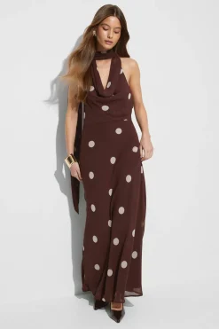 Clearance Gina Tricot Scarf maxi dress Beige