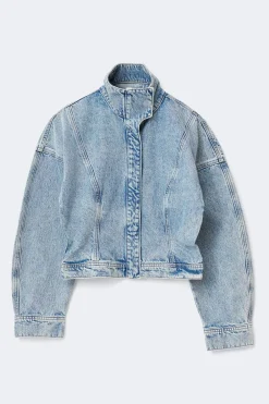 Online Gina Tricot Sculpted denim jacket Blauw