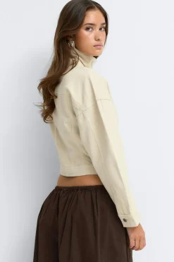 Online Gina Tricot Sculpted denim jacket Geel
