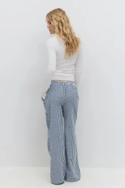 Gina Tricot Seersucker gingham trousers Blauw