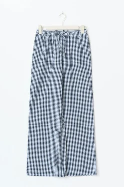 Gina Tricot Seersucker gingham trousers Blauw