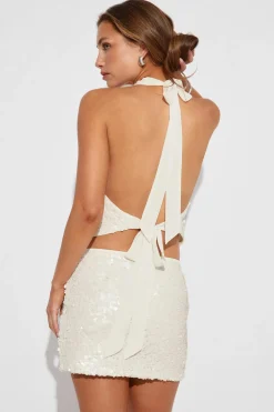 Online Gina Tricot Sequin mini skirt Wit