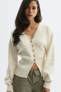 Gina Tricot Shaped knitted cardigan Wit