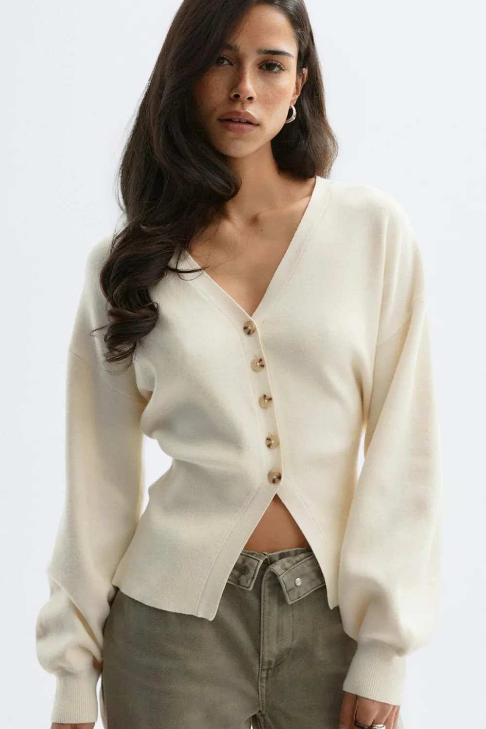 Gina Tricot Shaped knitted cardigan Wit