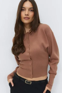 Discount Gina Tricot Shaped knitted cardigan Beige