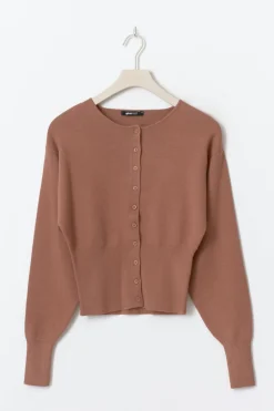 Discount Gina Tricot Shaped knitted cardigan Beige