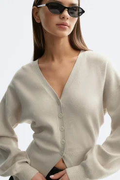 Outlet Gina Tricot Shaped knitted cardigan Beige