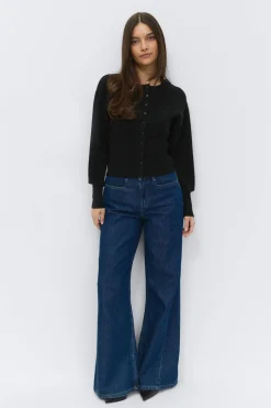 Discount Gina Tricot Shaped knitted cardigan Zwart