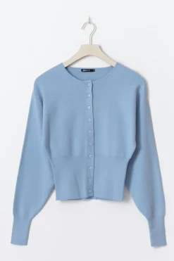 Discount Gina Tricot Shaped knitted cardigan Blauw