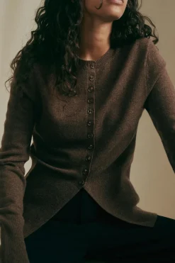 Clearance Gina Tricot Shaped knitted wool cardigan Bruin