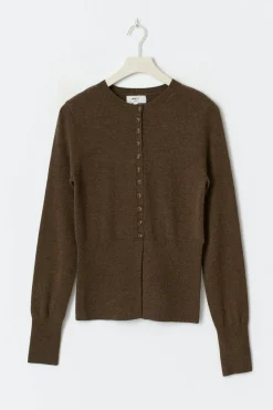Clearance Gina Tricot Shaped knitted wool cardigan Bruin