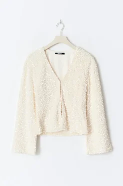 Best Gina Tricot Shaped sequin top Wit