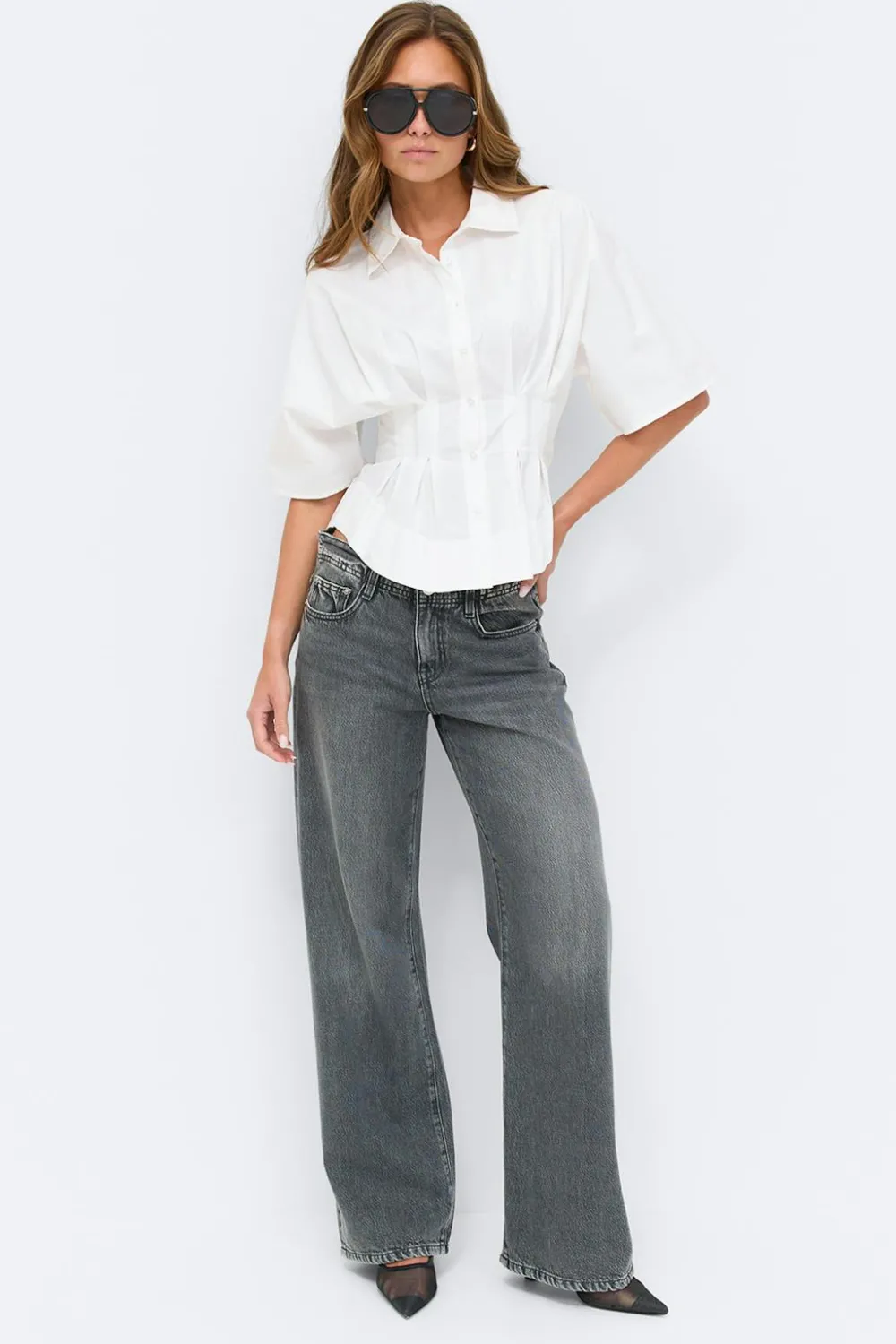 New Gina Tricot Shaped shirt Wit