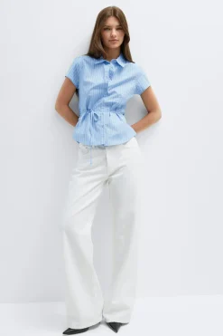 Sale Gina Tricot Shaped shirt Blauw