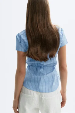 Sale Gina Tricot Shaped shirt Blauw