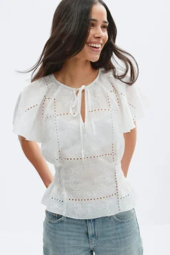 Sale Gina Tricot Sheer blouse Wit