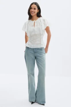 Sale Gina Tricot Sheer blouse Wit