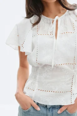 Sale Gina Tricot Sheer blouse Wit