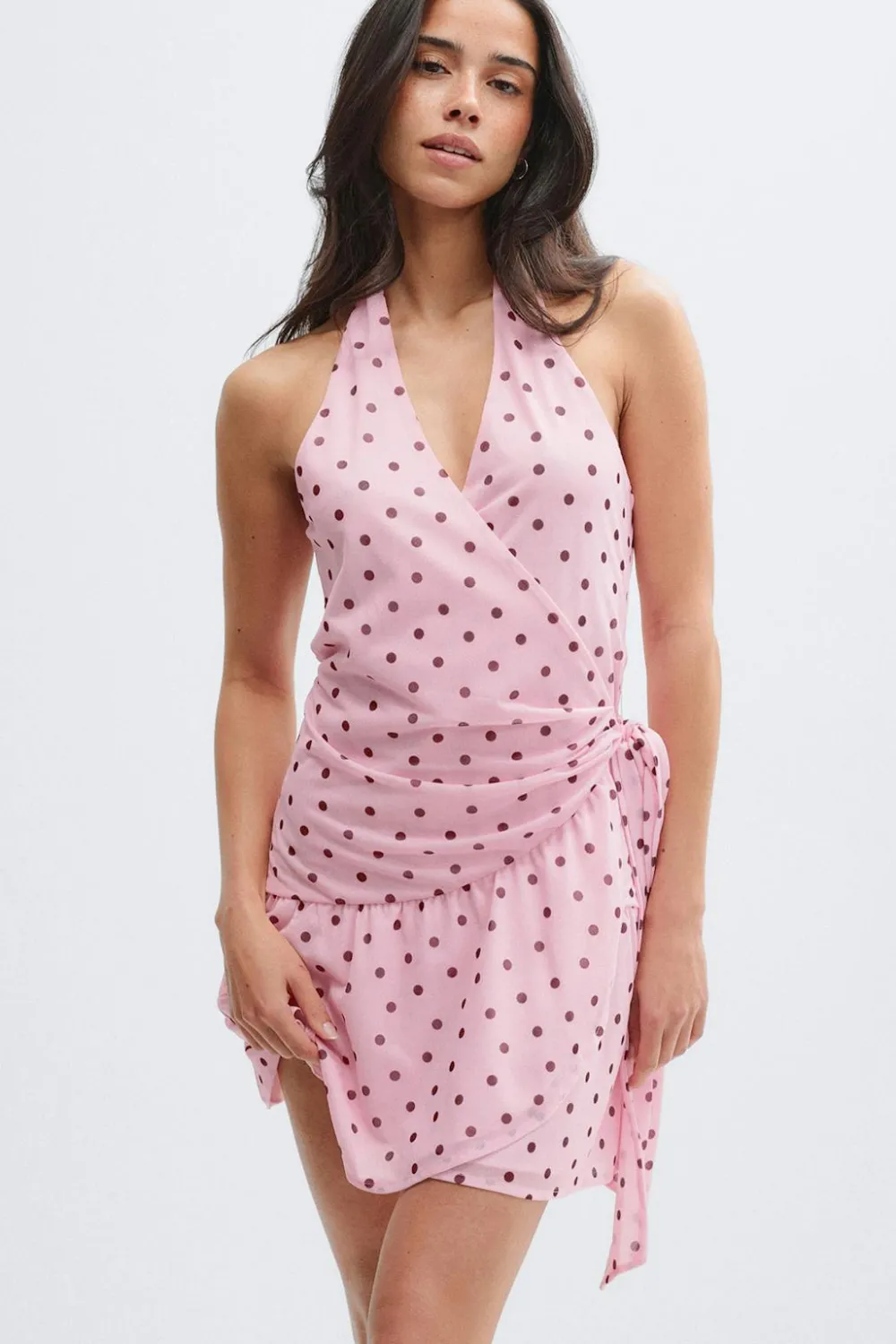 Outlet Gina Tricot Sheer wrap dress Roze