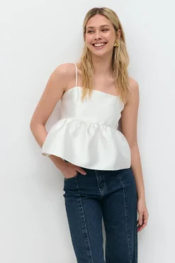 Clearance Gina Tricot Shiny peplum top Wit