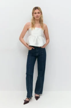 Clearance Gina Tricot Shiny peplum top Wit