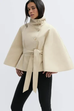 Discount Gina Tricot Short cape trench jacket Beige