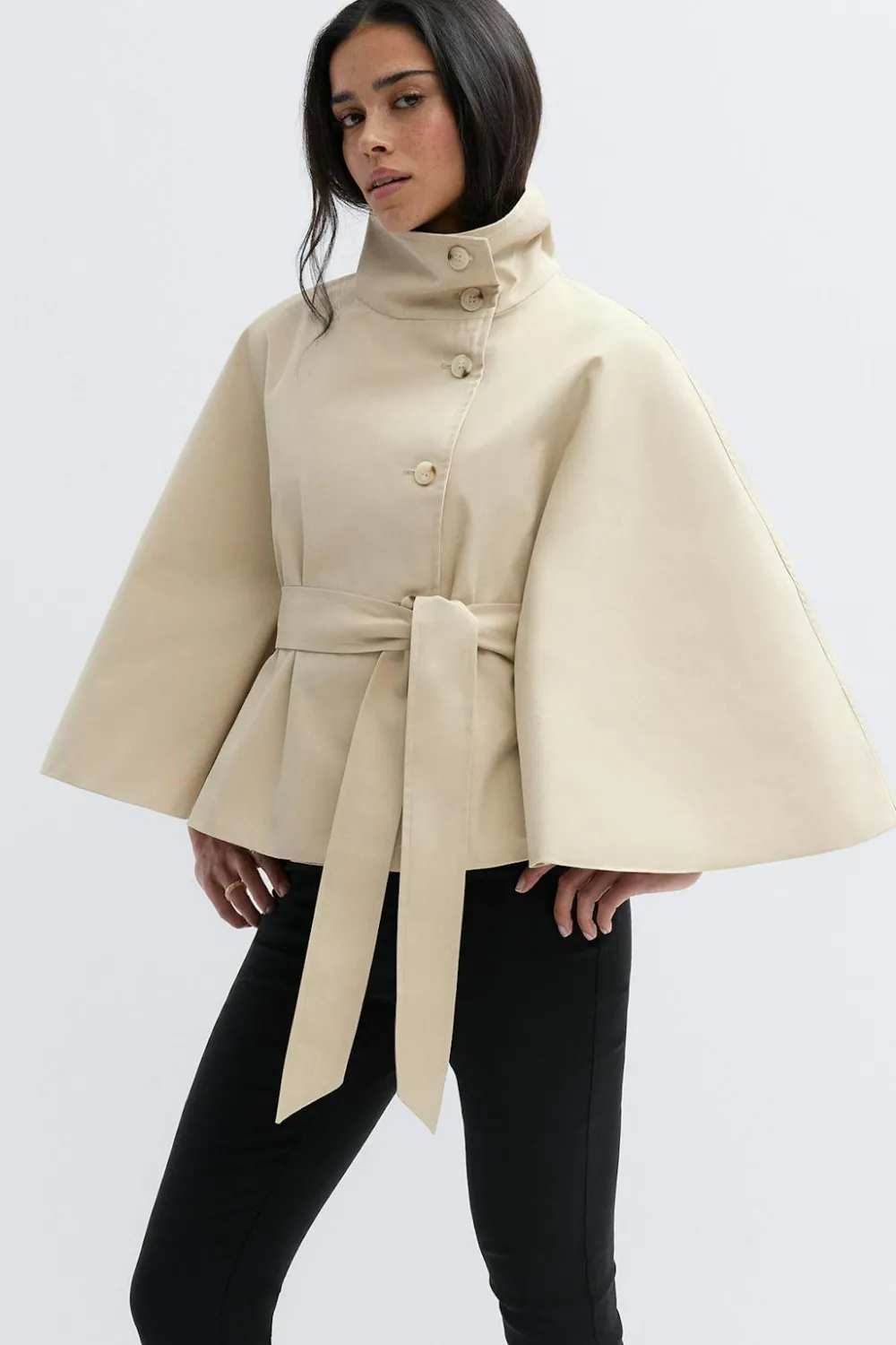 Discount Gina Tricot Short cape trench jacket Beige